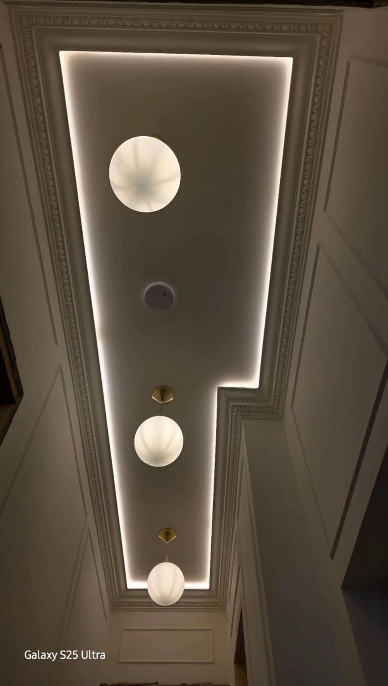 Recessed LED ceiling with pendant globe lights