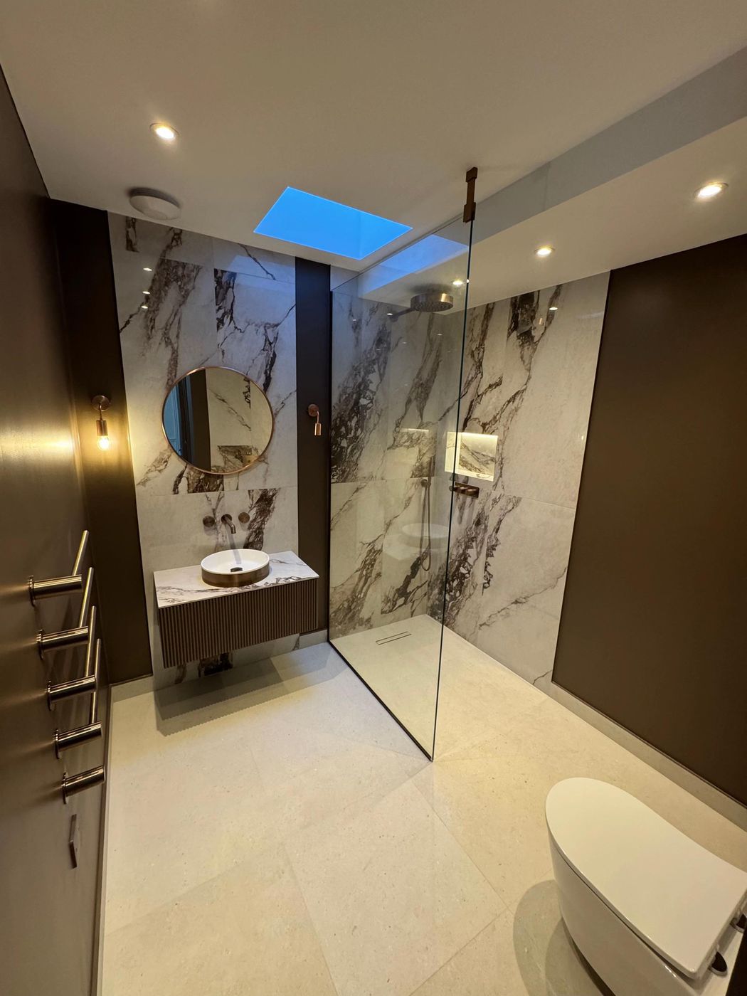 Marble walk-in shower room