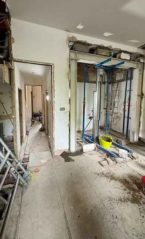 Hallway stripped back during refurbishment