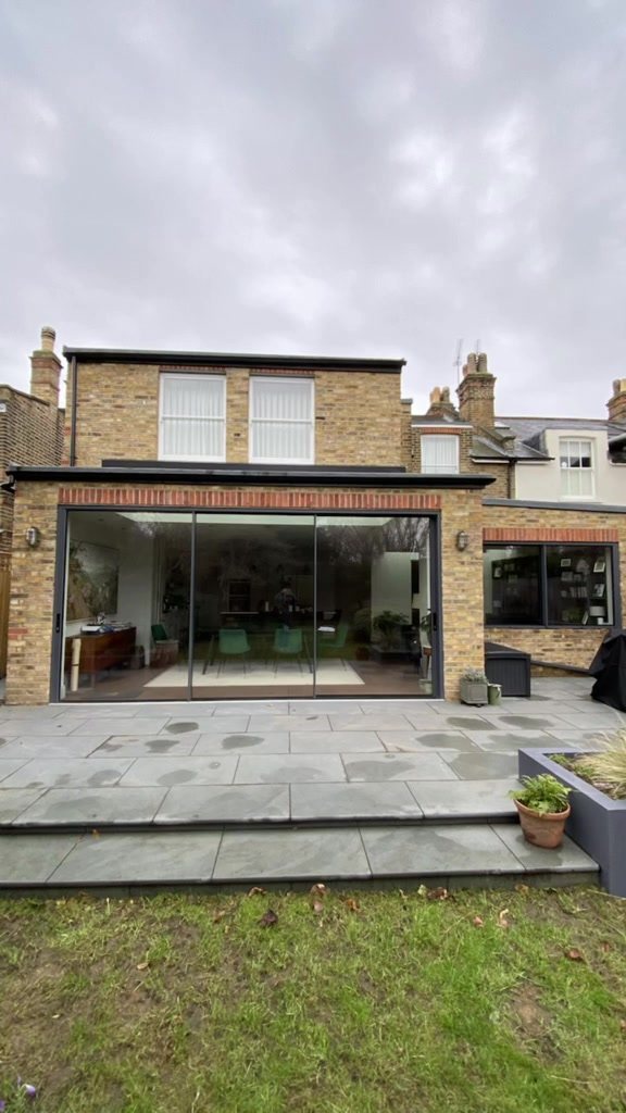 Finished rear extension with sliding glass doors