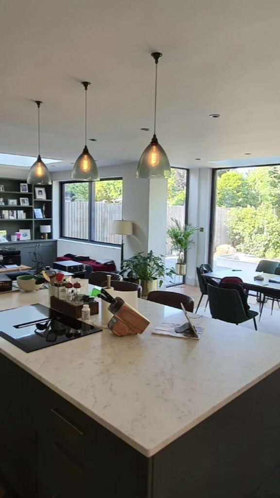 Kitchen and living space inside the extension